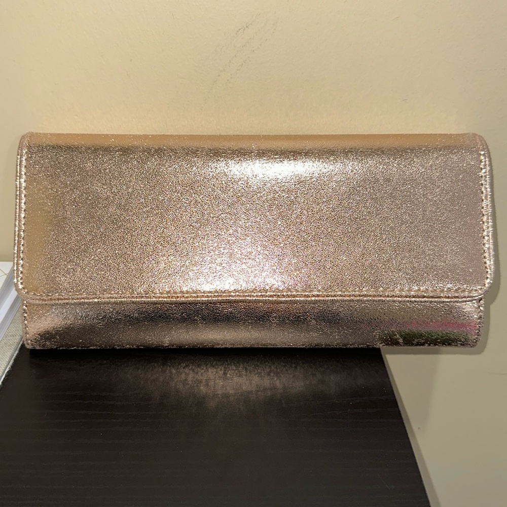 Aldo rose gold envelope clutch with detachable chain